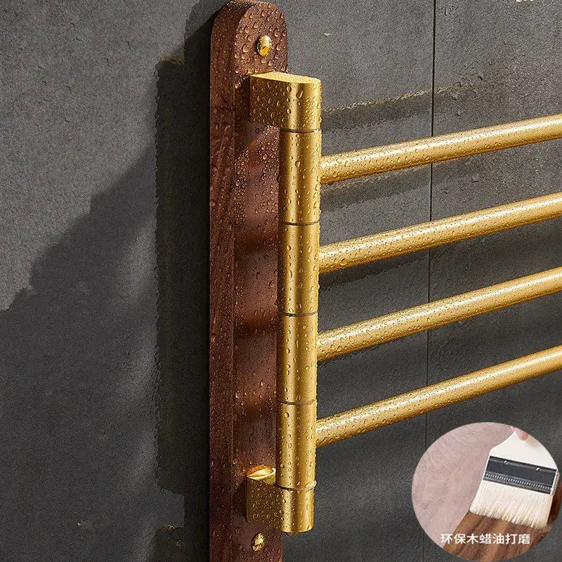 Gold Wood Swivel Towel Rack