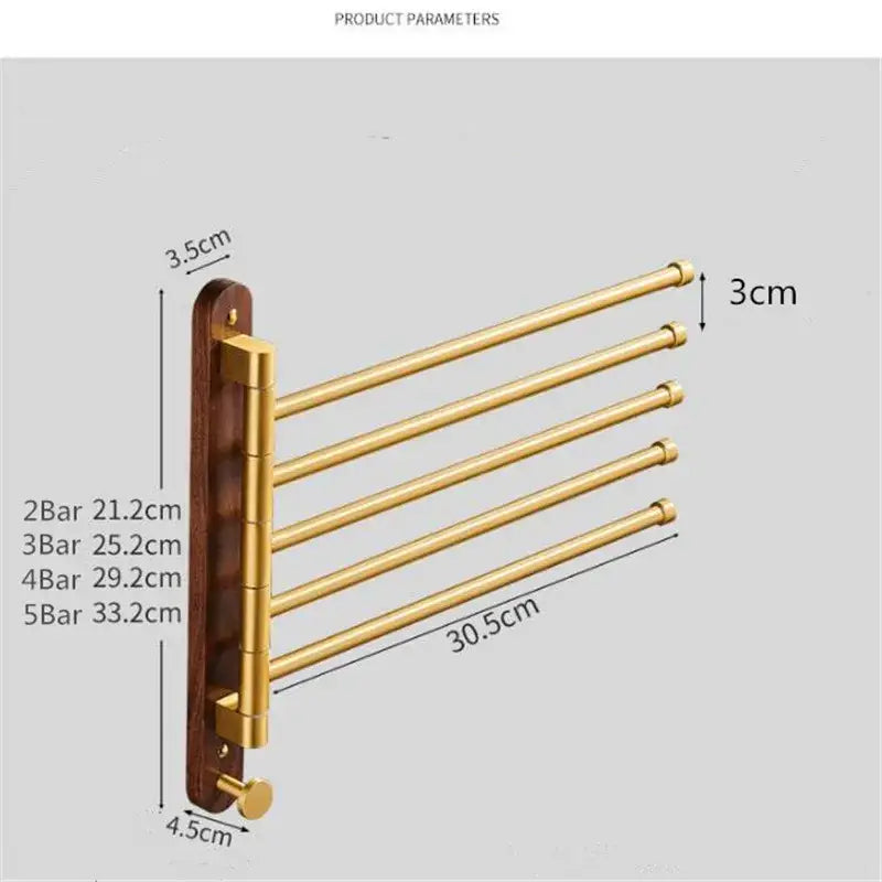 Gold Wood Swivel Towel Rack