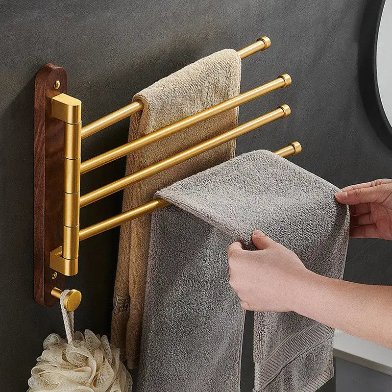 Gold Wood Swivel Towel Rack