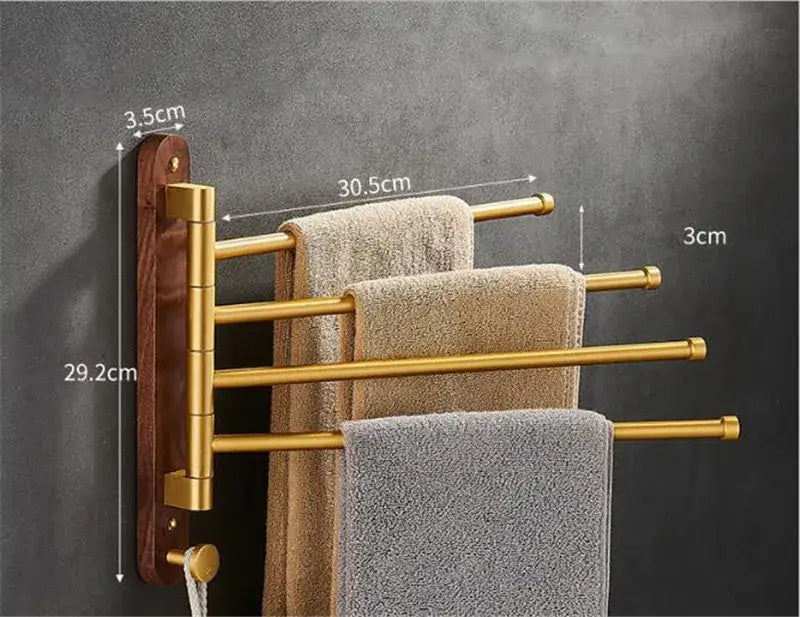 Gold Wood Swivel Towel Rack