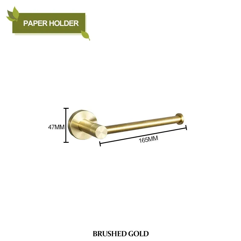 Brushed Gold Towel Set with Paper Holder