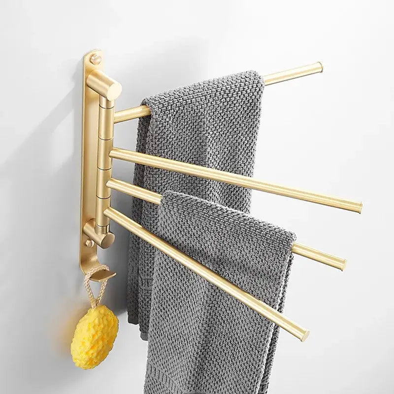 Gold Swivel Towel Rack with Triple Arm Design