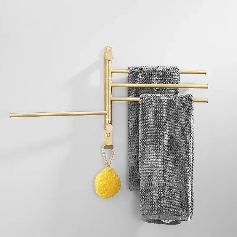 Gold Swivel Towel Rack with Triple Arm Design