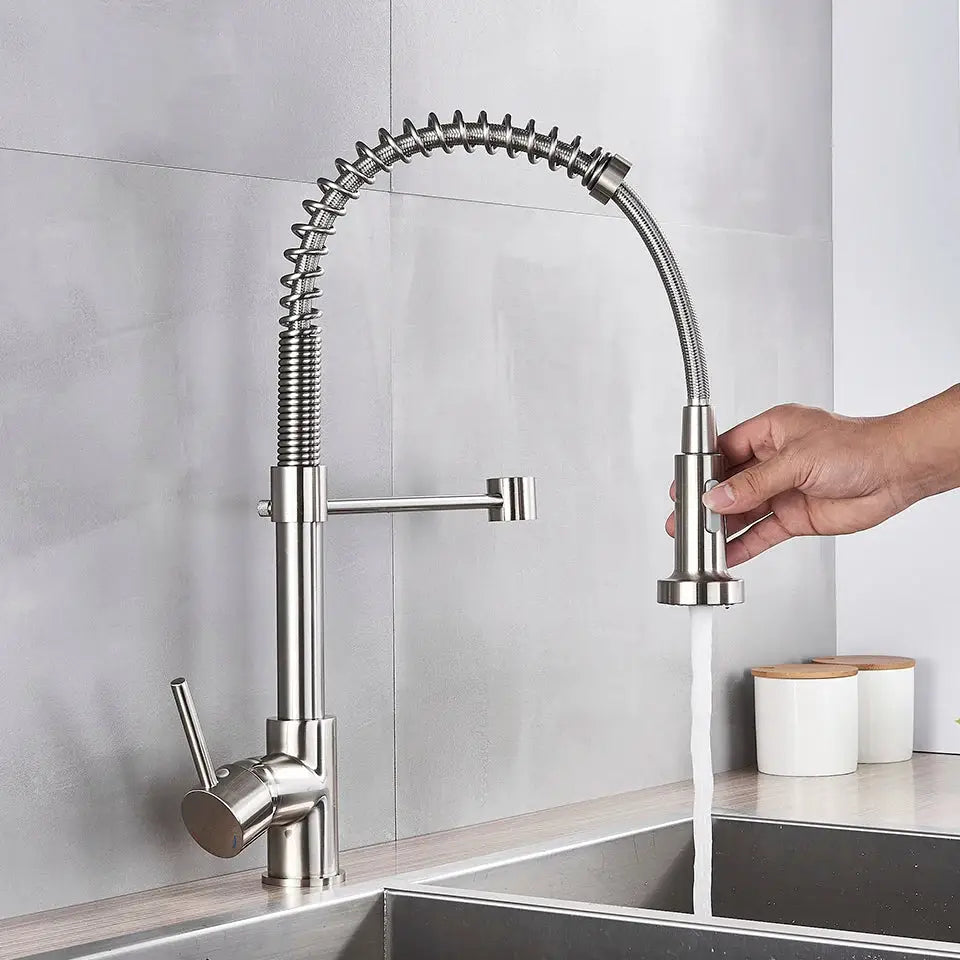Nickel Spring Kitchen Faucet