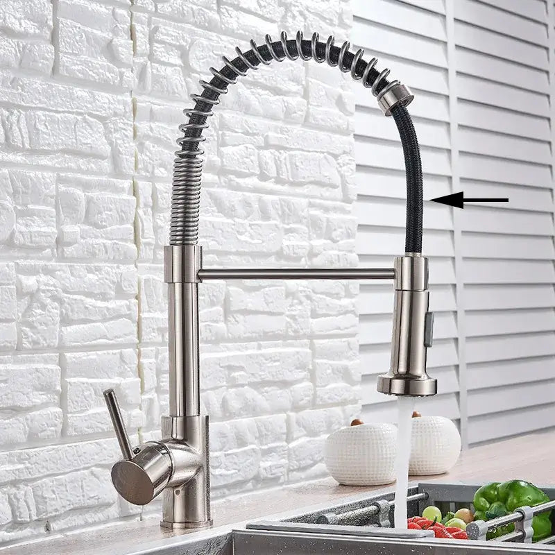 Nickel Spring Kitchen Faucet
