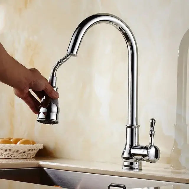 Nickel Curved Spout Faucet