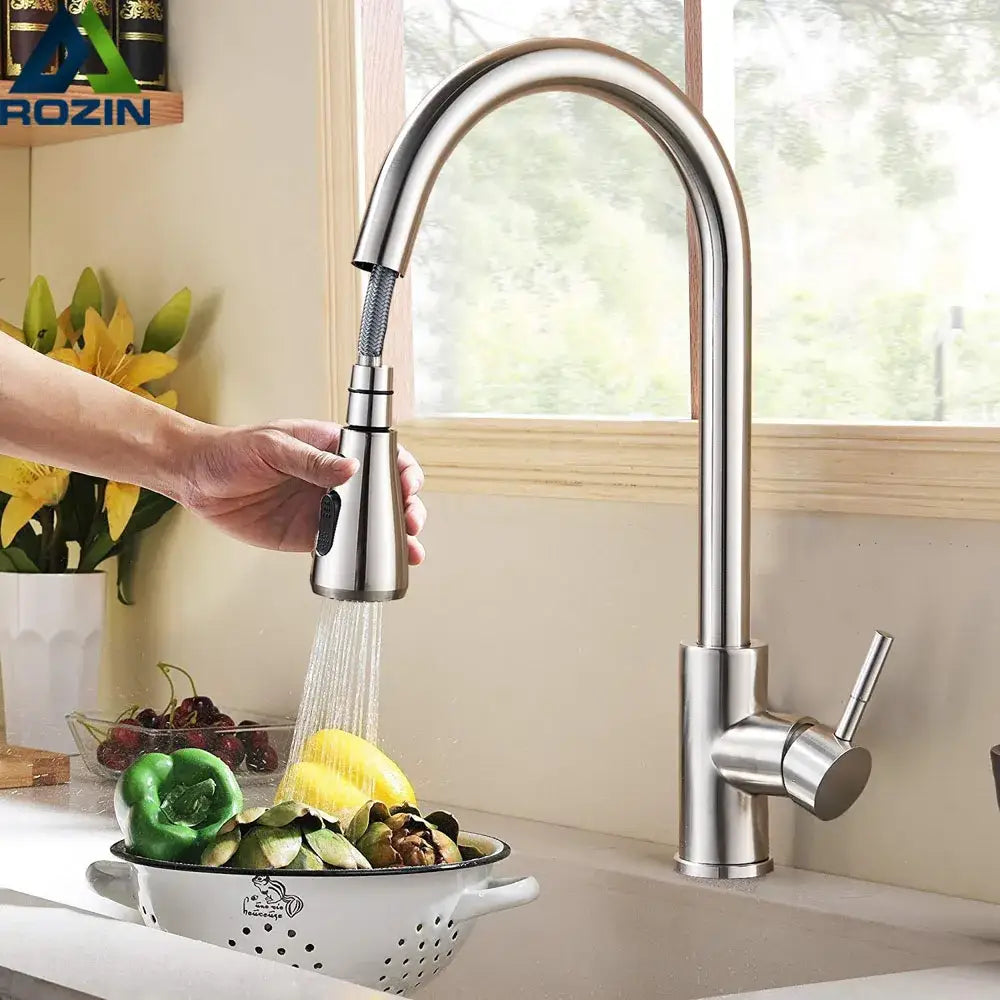 Nickel Arched Kitchen Faucet