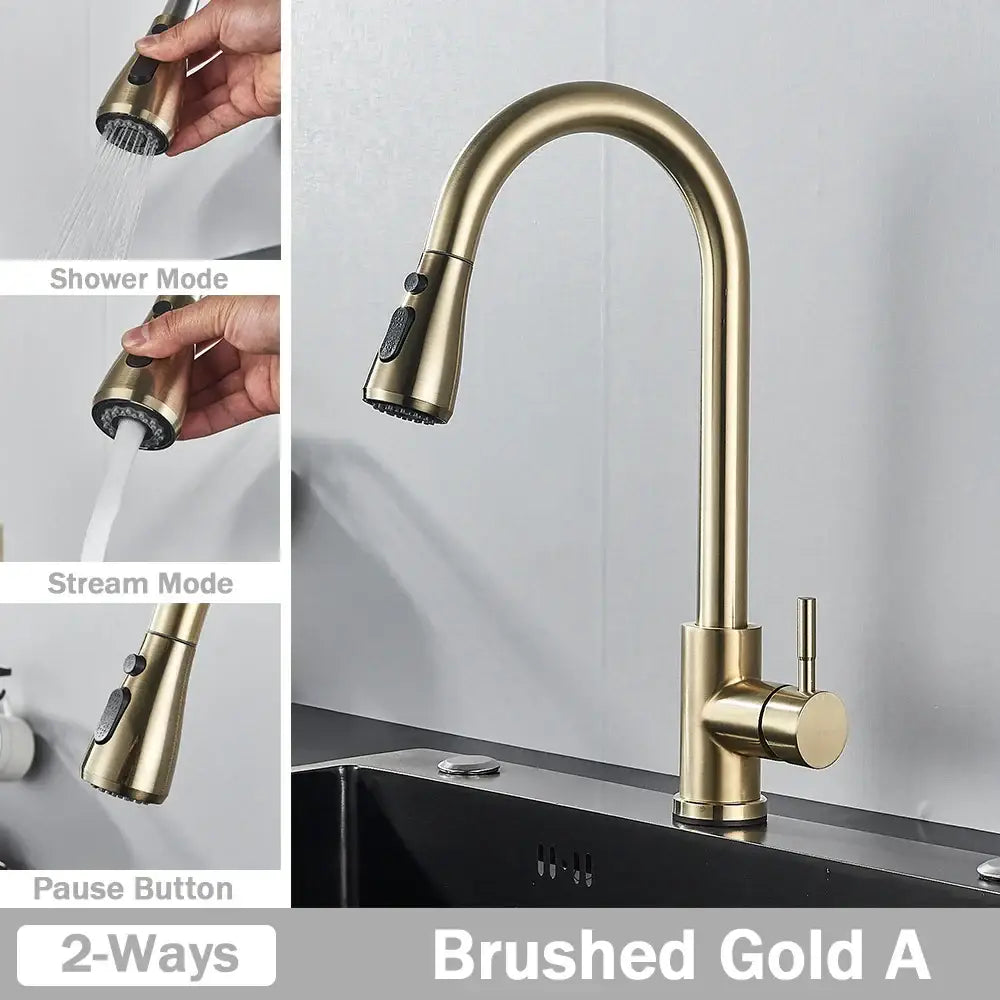Nickel Arched Kitchen Faucet
