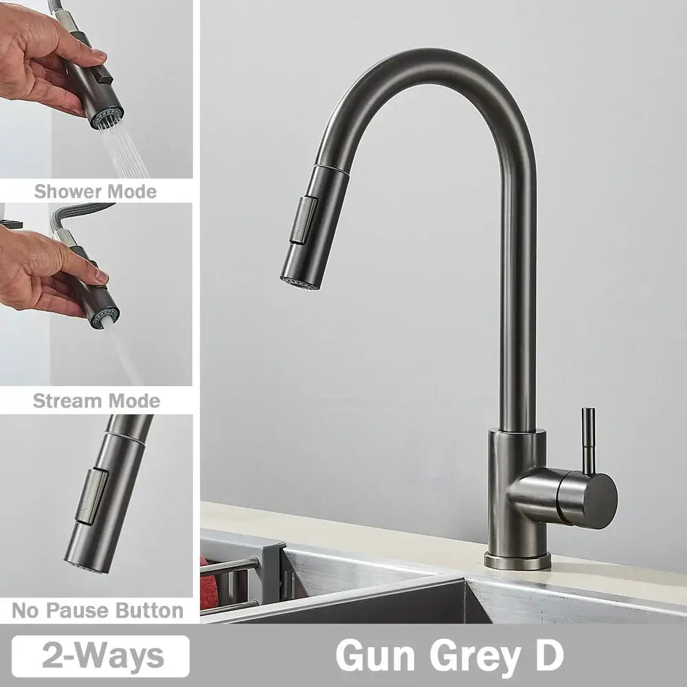 Nickel Arched Kitchen Faucet