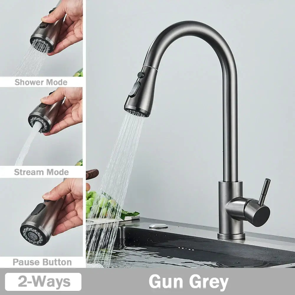 Nickel Arched Kitchen Faucet