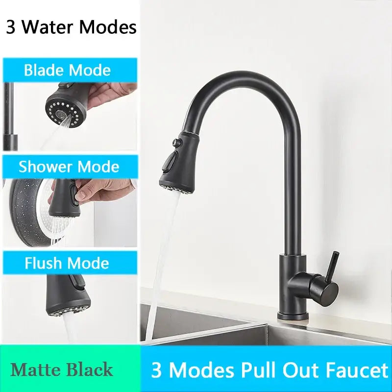 Nickel Arched Kitchen Faucet