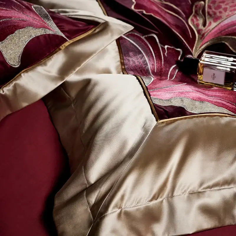 Burgundy Gold Cotton Bedding