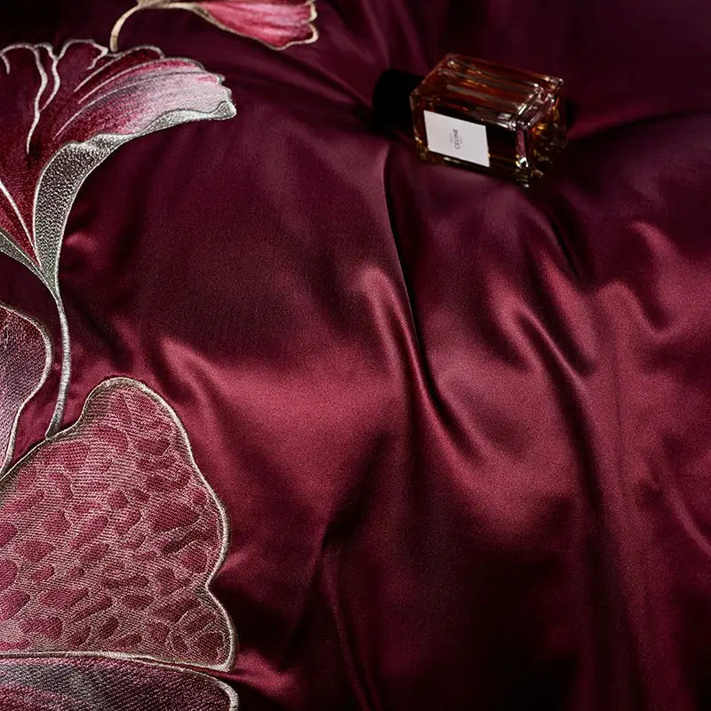 Burgundy Gold Cotton Bedding