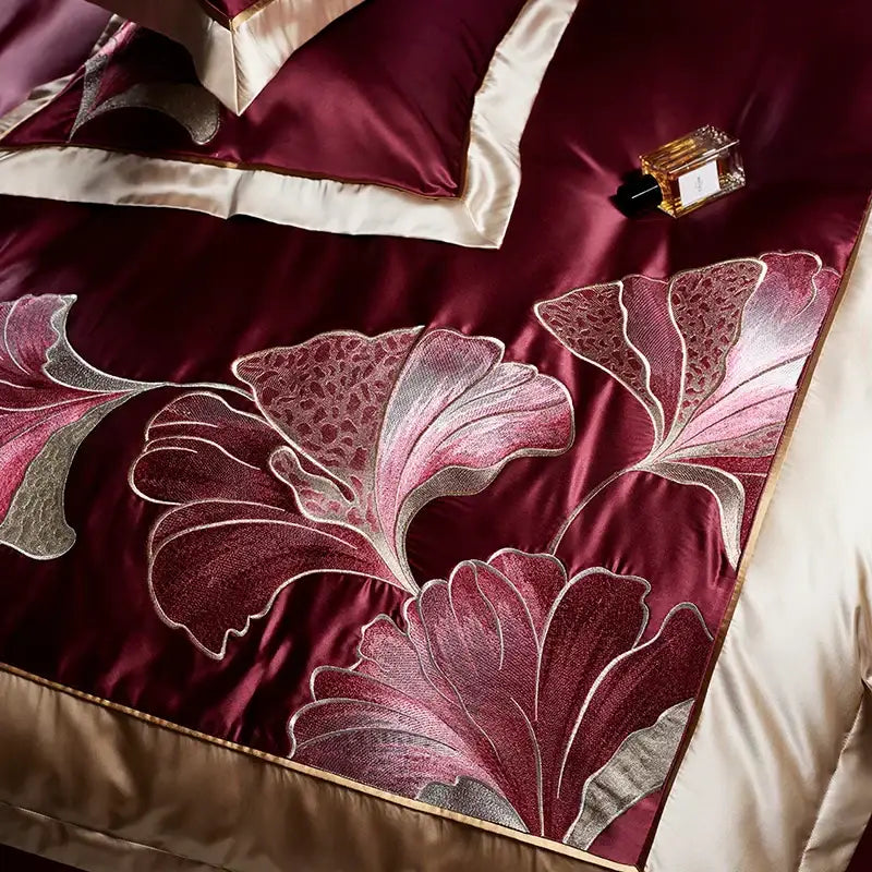 Burgundy Gold Cotton Bedding