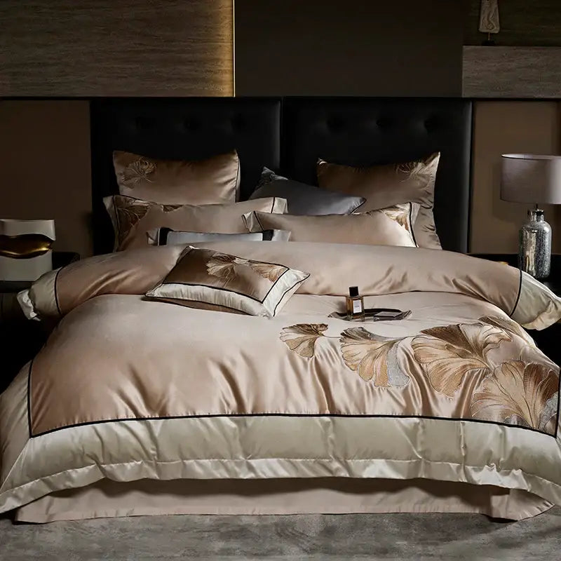 Burgundy Gold Cotton Bedding
