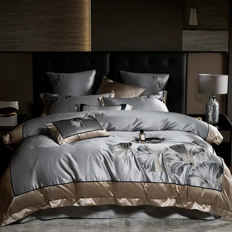 Burgundy Gold Cotton Bedding