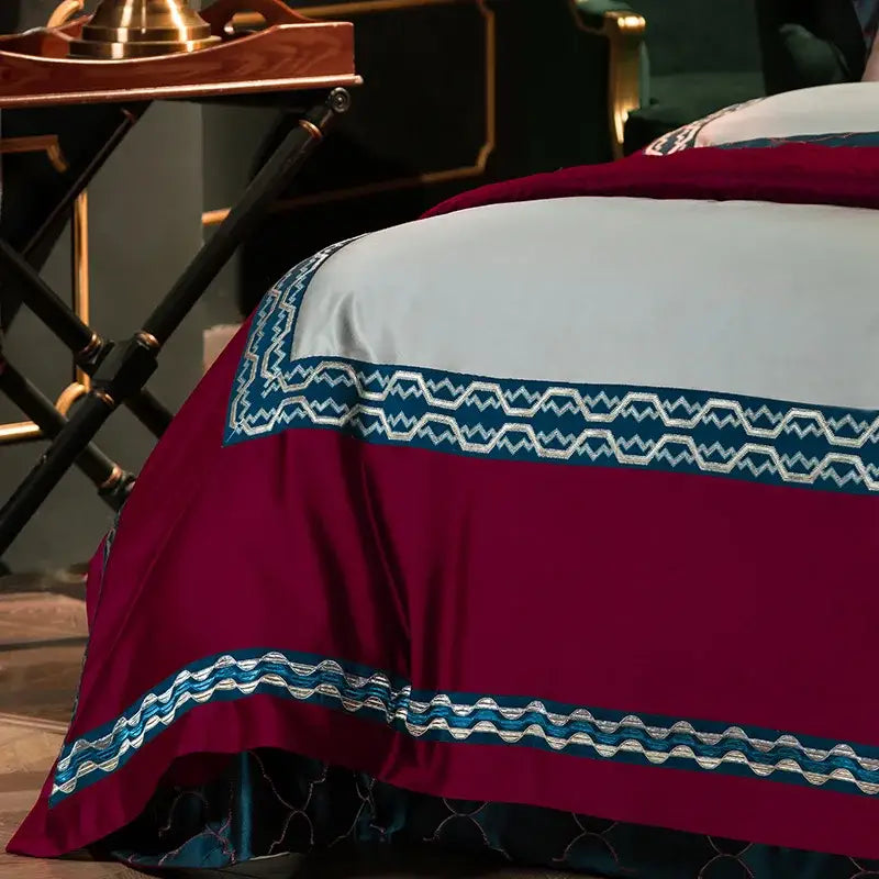 Burgundy Silver Bedding Set