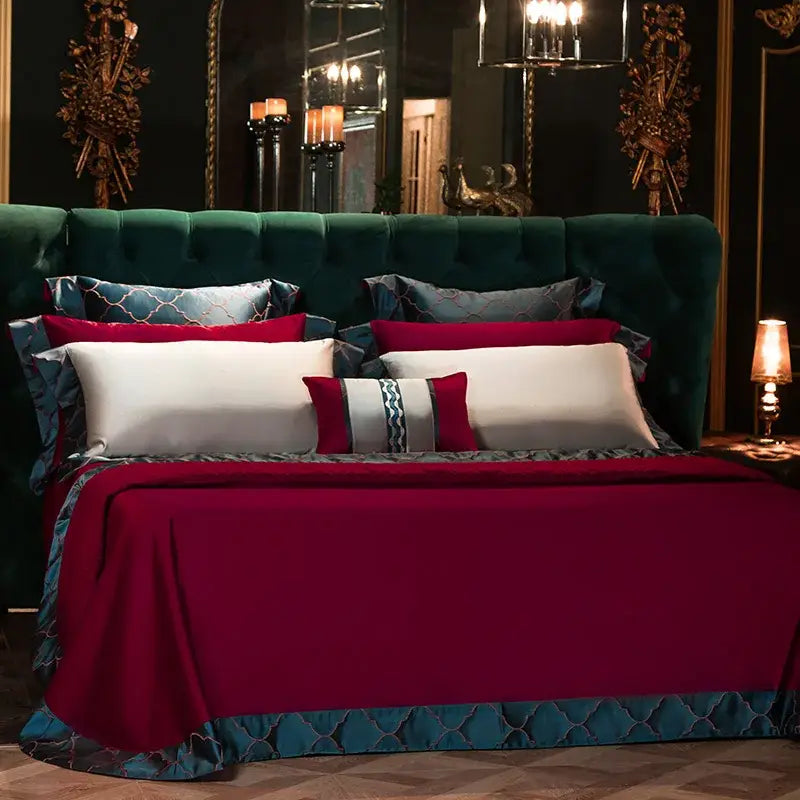 Burgundy Silver Bedding Set