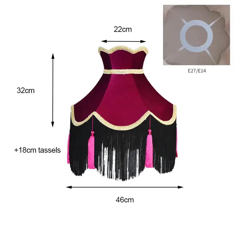 Burgundy Velvet Scalloped Shade