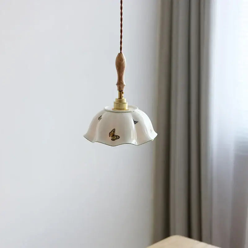 White Fluted Ceramic Pendant