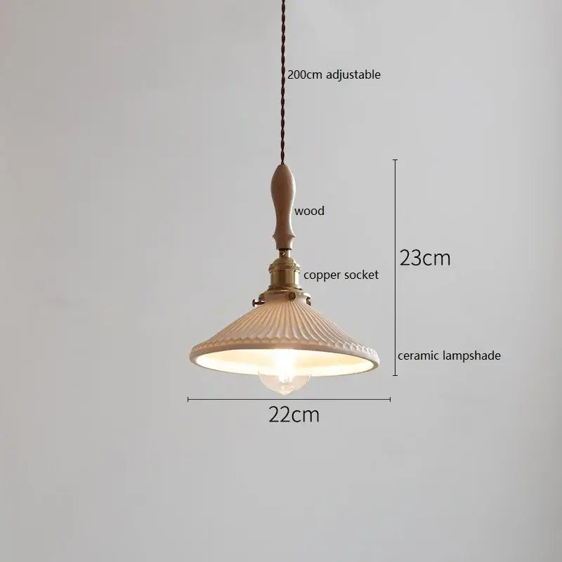 White Fluted Ceramic Pendant