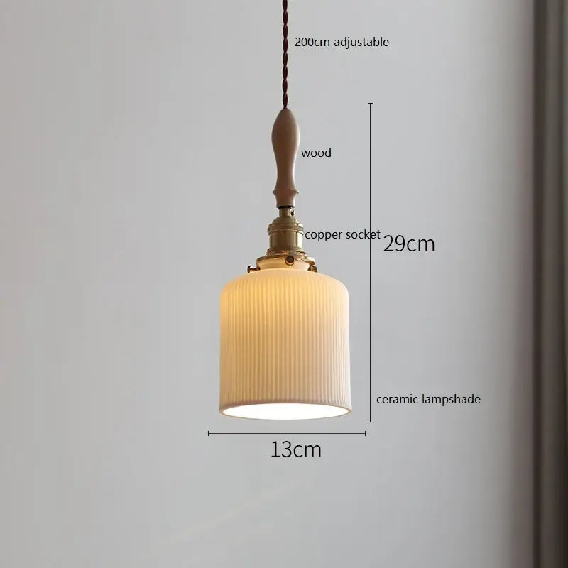 White Fluted Ceramic Pendant