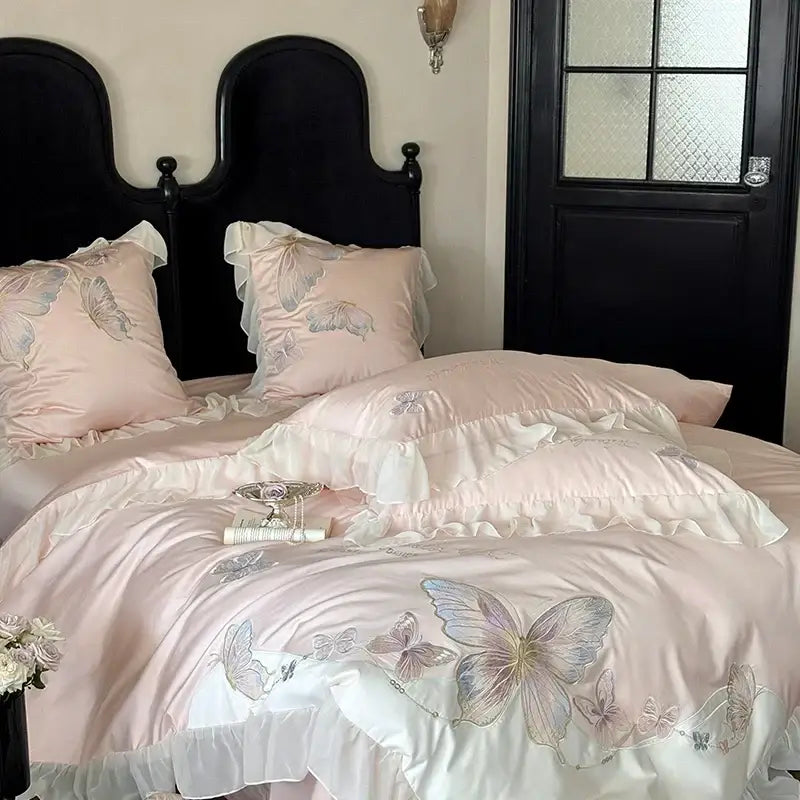 Pink Lace Bedding Set