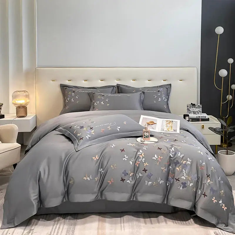 Butterfly Embroidery Cotton Bedding