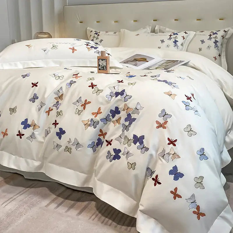 Butterfly Embroidery Cotton Bedding