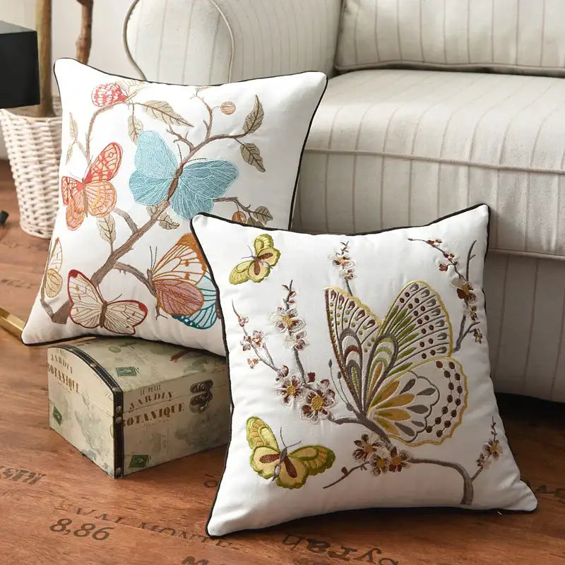 Cotton Butterfly Pillow Cover