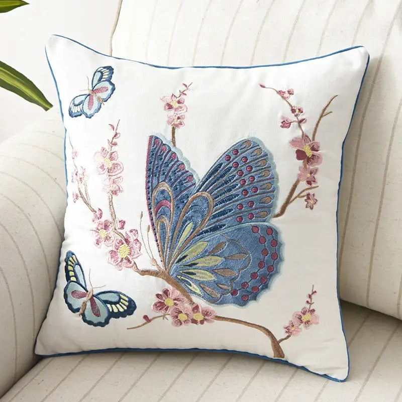 Cotton Butterfly Pillow Cover