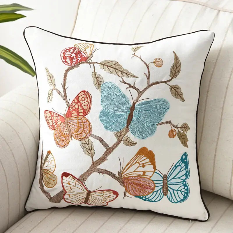 Cotton Butterfly Pillow Cover