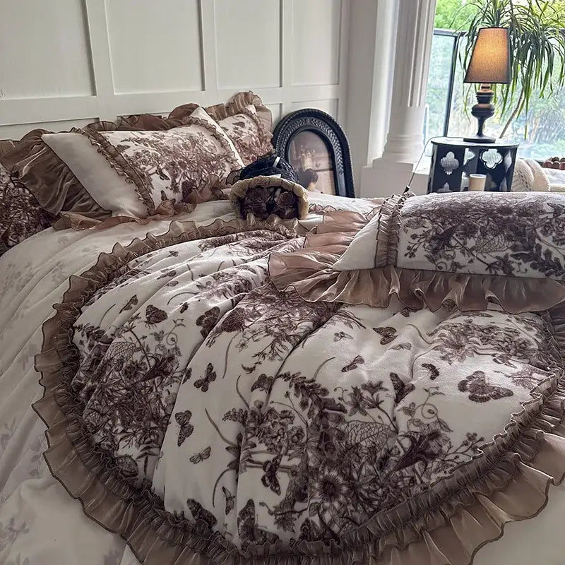 Velvet Floral Lace Bedding