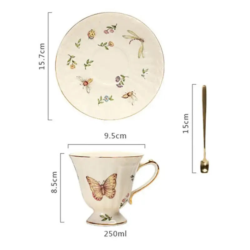 Gold Porcelain Tea Set with 250ml Capacity