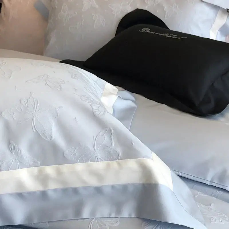 Blue White Jacquard Bedding