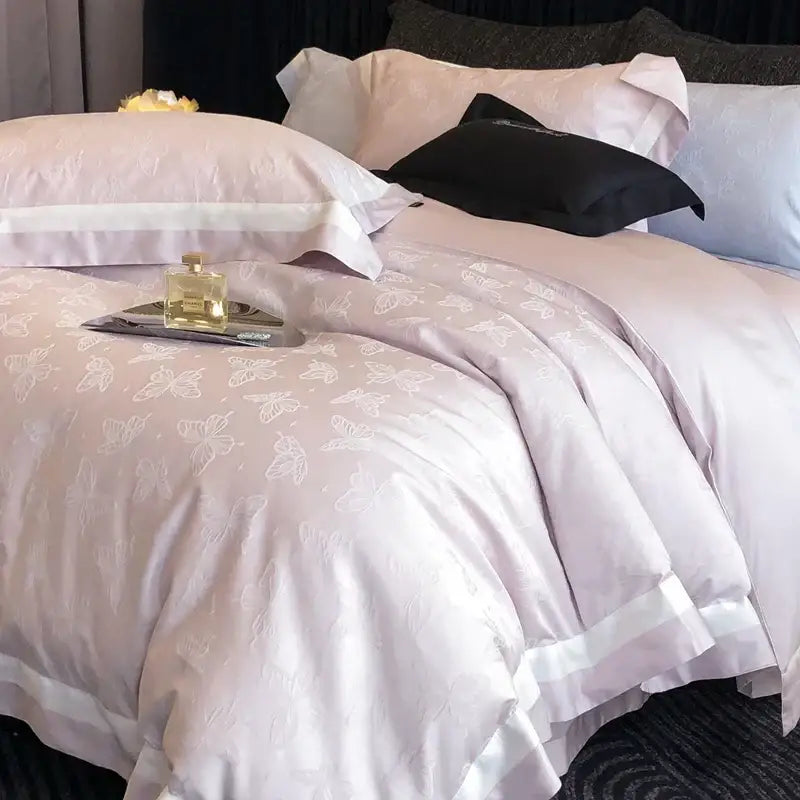 Blue White Jacquard Bedding