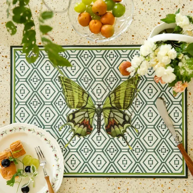Green Butterfly Throw Pillow