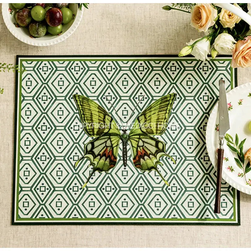 Green Butterfly Throw Pillow