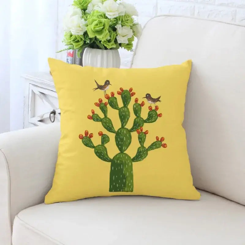 Cactus Hand-Painted Pillowcase