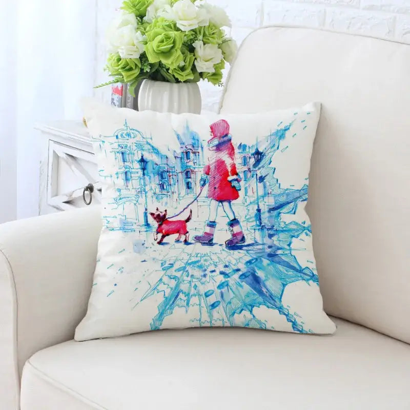 Cactus Hand-Painted Pillowcase