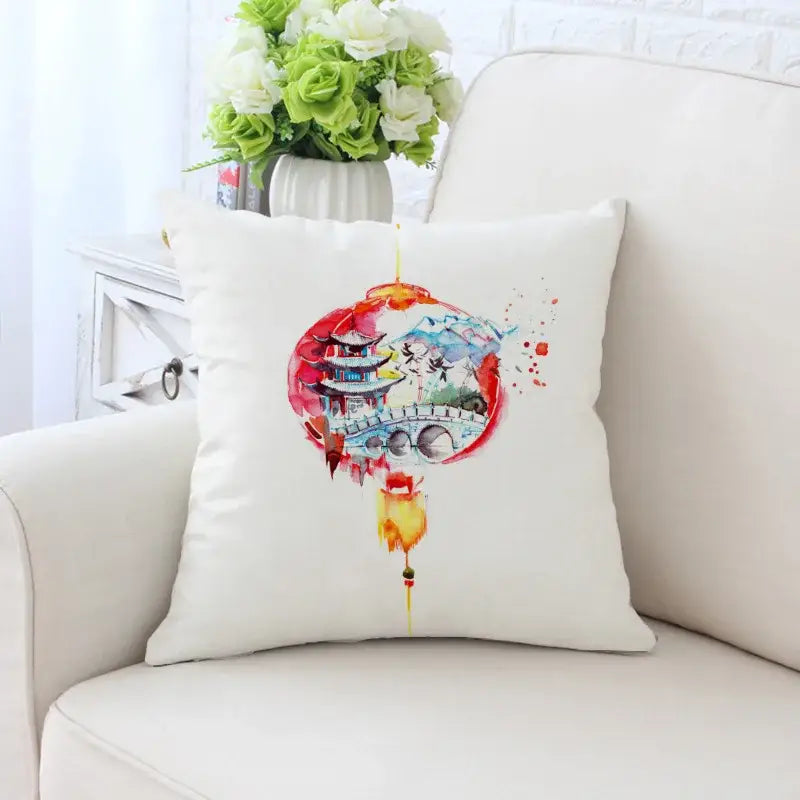 Cactus Hand-Painted Pillowcase