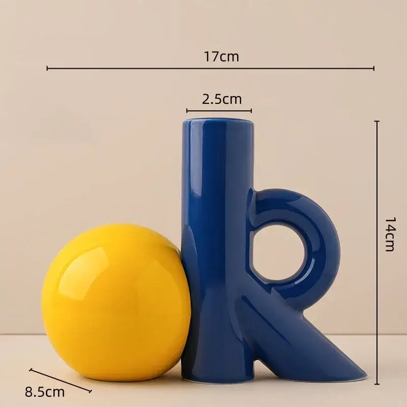 Blue Ceramic Letter Vase