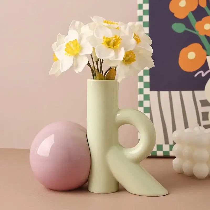 Blue Ceramic Letter Vase