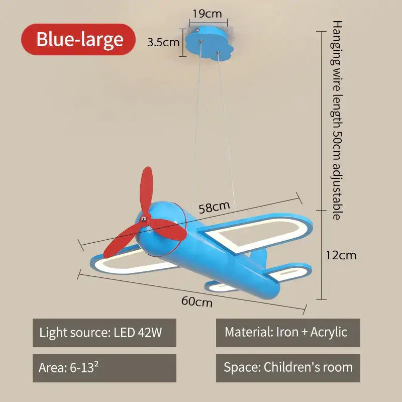 Blue Airplane Pendant Light