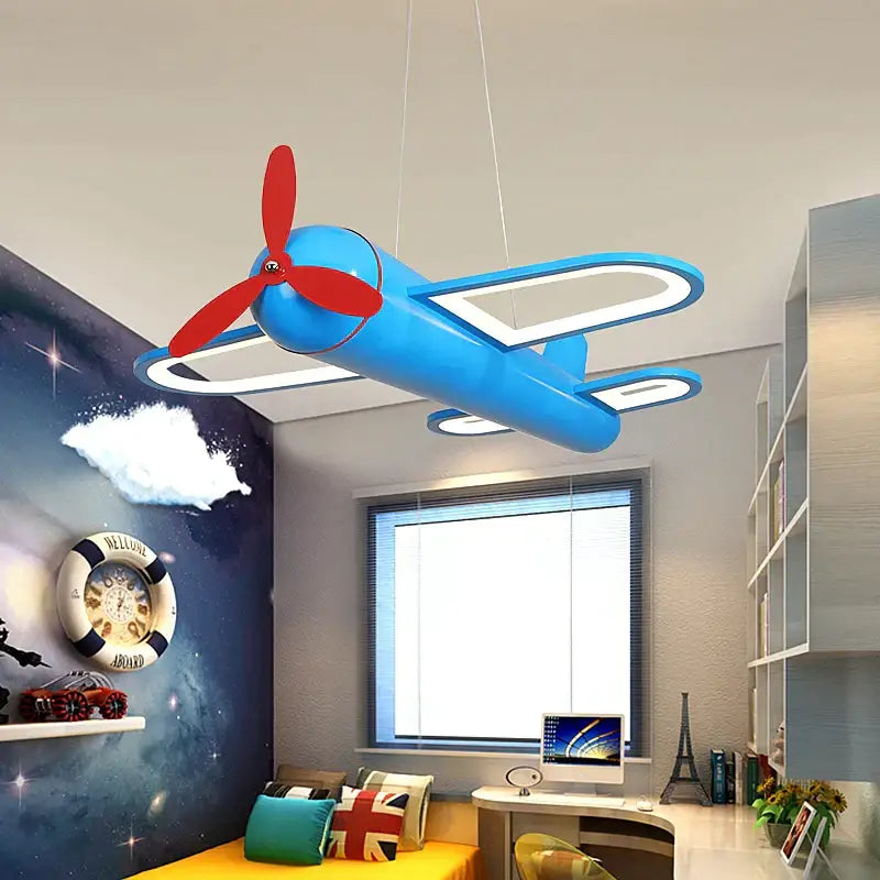 Blue Airplane Pendant Light