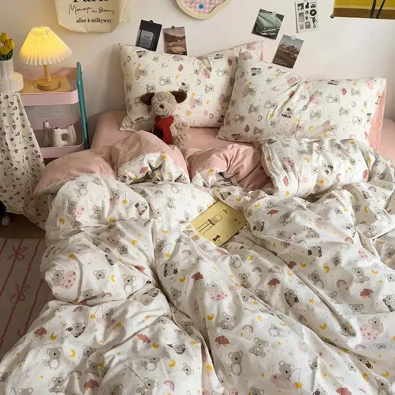 Cream Dog Print Comforter