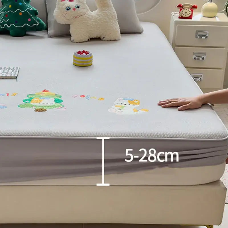 Gray Cartoon Fitted Sheet