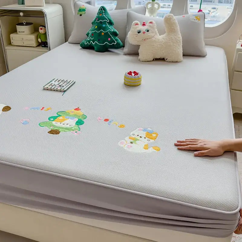 Gray Cartoon Fitted Sheet