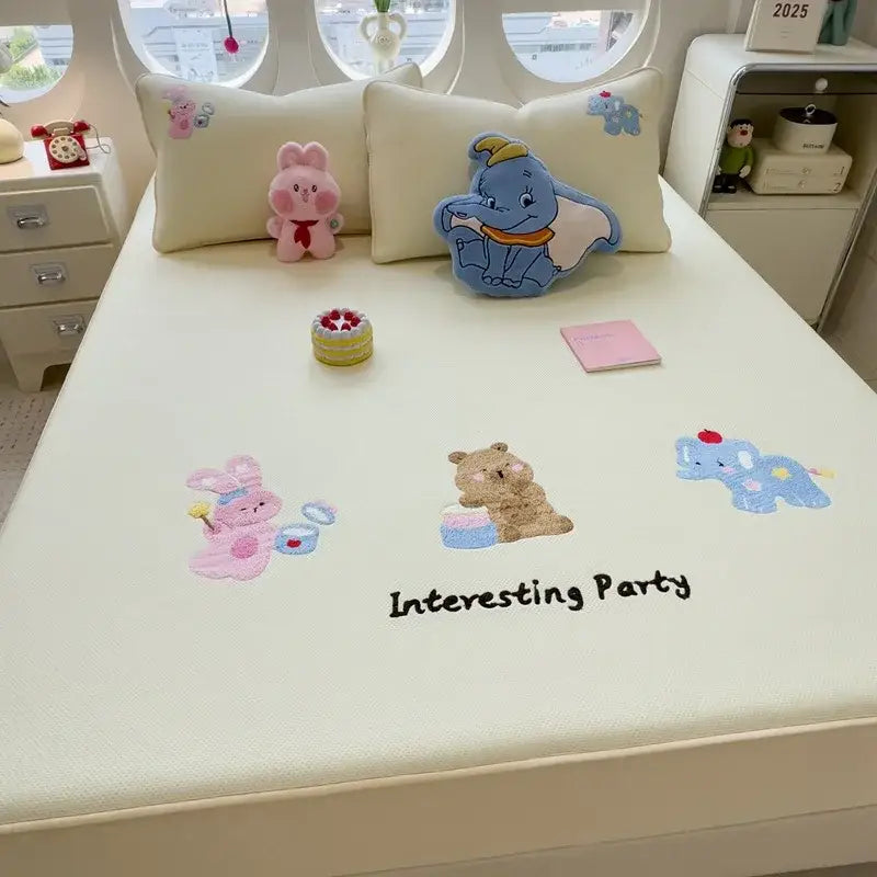 Gray Cartoon Fitted Sheet