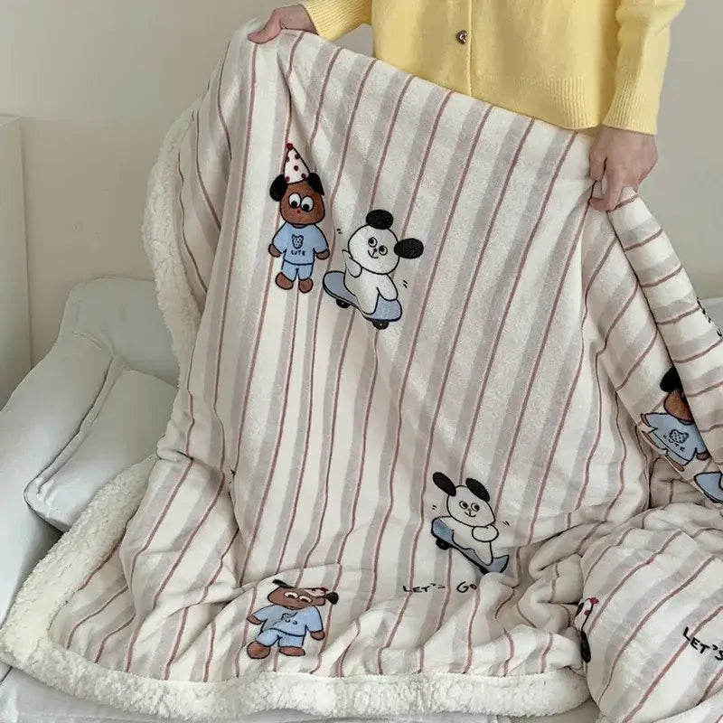 Wool Blanket Cartoon Lamb Floral Bedroom